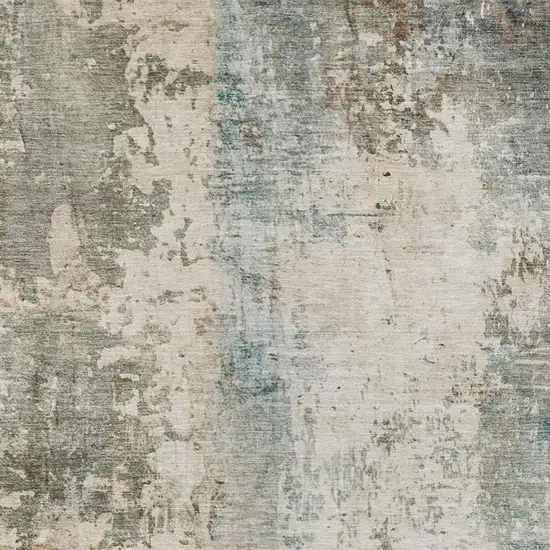 Ivory And Beige Abstract Washable Indoor Outdoor Area Rug Photo 8