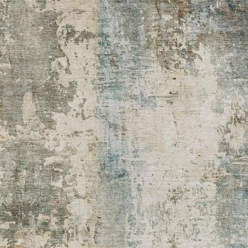 Ivory And Beige Abstract Washable Indoor Outdoor Area Rug Photo 8