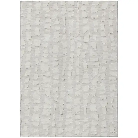 Ivory And Beige Abstract Washable Indoor Outdoor Area Rug Photo 1