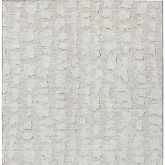 Ivory And Beige Abstract Washable Indoor Outdoor Area Rug Photo 5