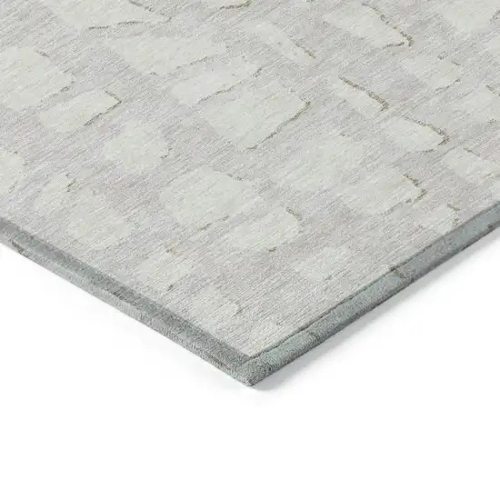 Ivory And Beige Abstract Washable Indoor Outdoor Area Rug Photo 3