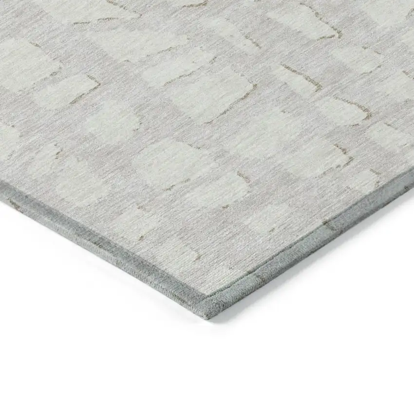 Ivory And Beige Abstract Washable Indoor Outdoor Area Rug Photo 3