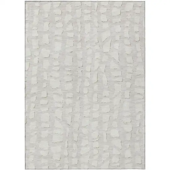 Ivory And Beige Abstract Washable Indoor Outdoor Area Rug Photo 1