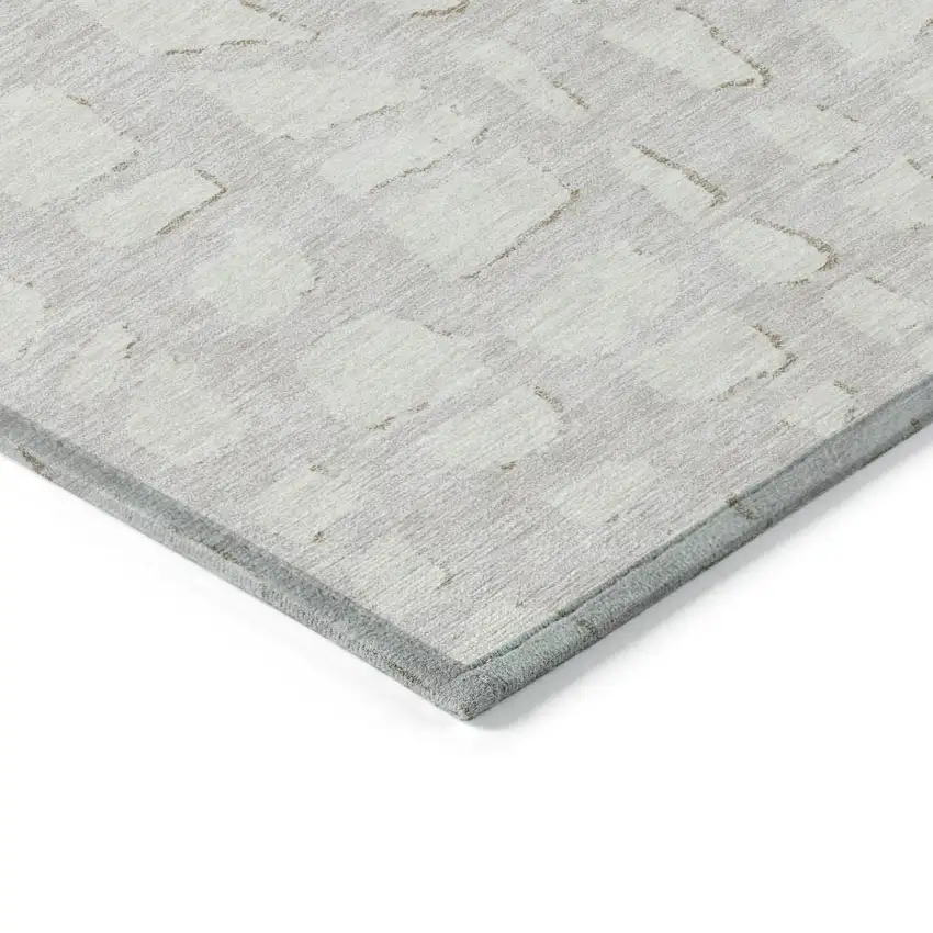 Ivory And Beige Abstract Washable Indoor Outdoor Area Rug Photo 3