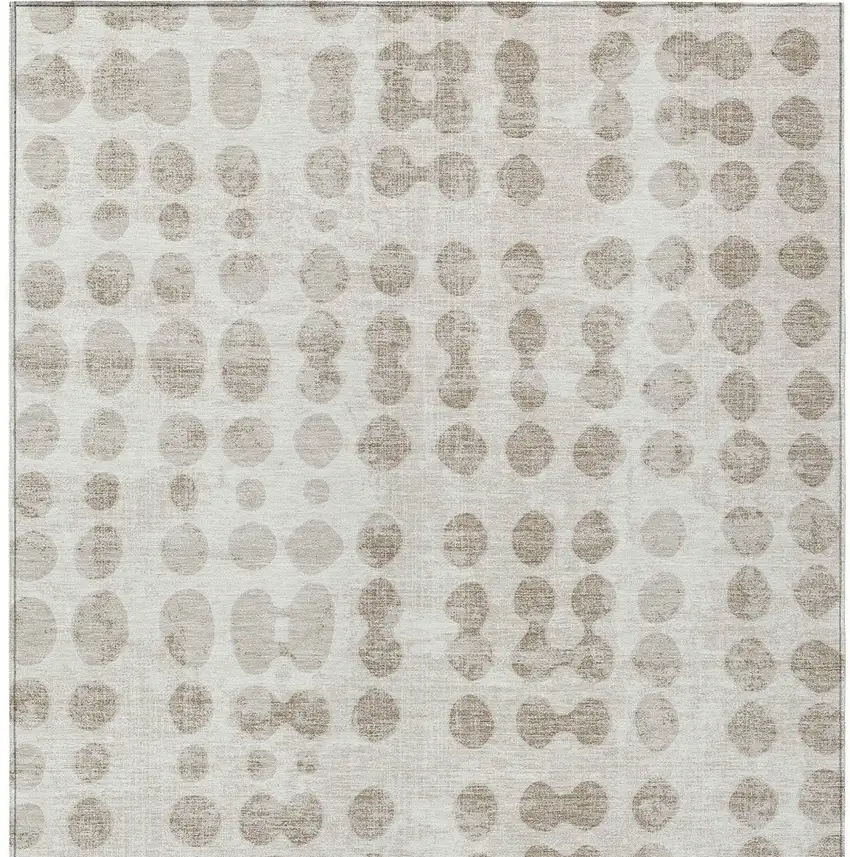 Ivory And Beige Abstract Washable Indoor Outdoor Area Rug Photo 7