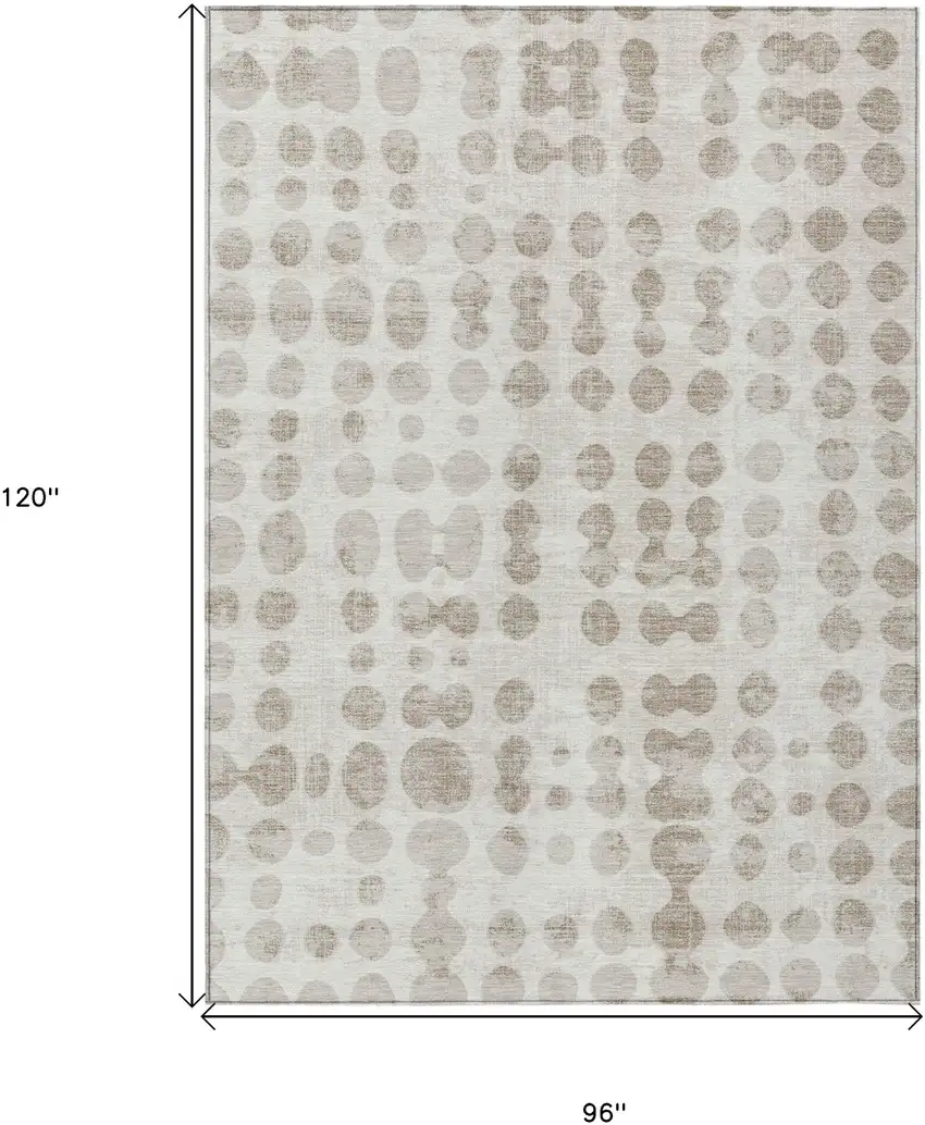 Ivory And Beige Abstract Washable Indoor Outdoor Area Rug Photo 3