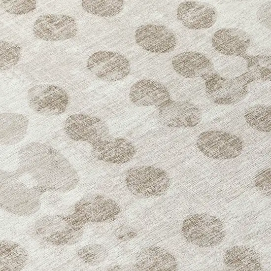 Ivory And Beige Abstract Washable Indoor Outdoor Area Rug Photo 9