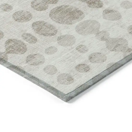 Ivory And Beige Abstract Washable Indoor Outdoor Area Rug Photo 5