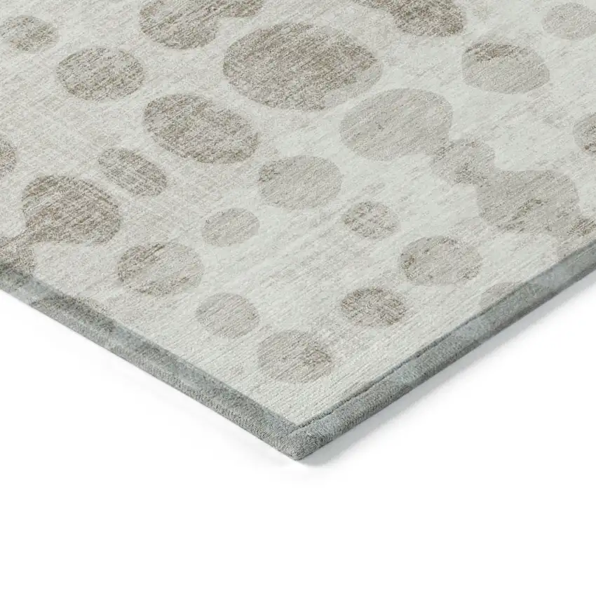 Ivory And Beige Abstract Washable Indoor Outdoor Area Rug Photo 5