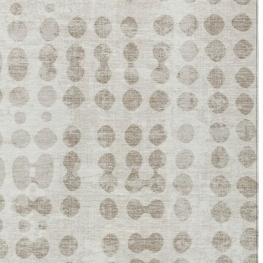 Ivory And Beige Abstract Washable Indoor Outdoor Area Rug Photo 6