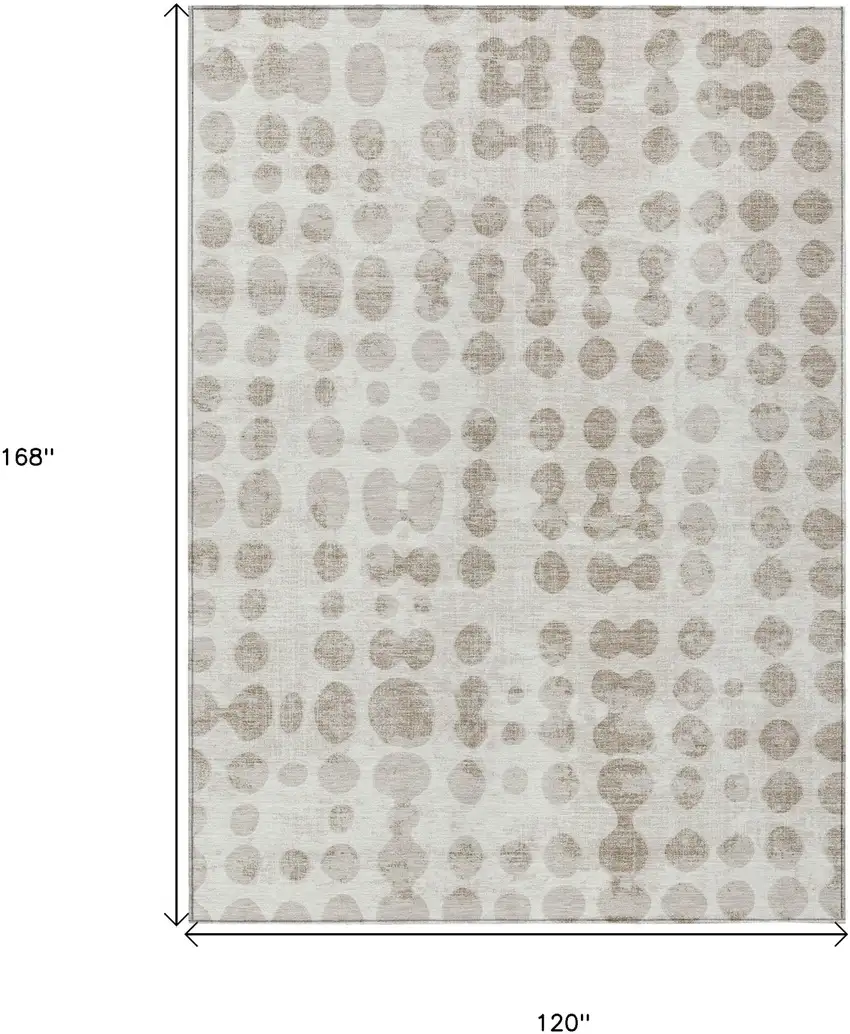Ivory And Beige Abstract Washable Indoor Outdoor Area Rug Photo 2