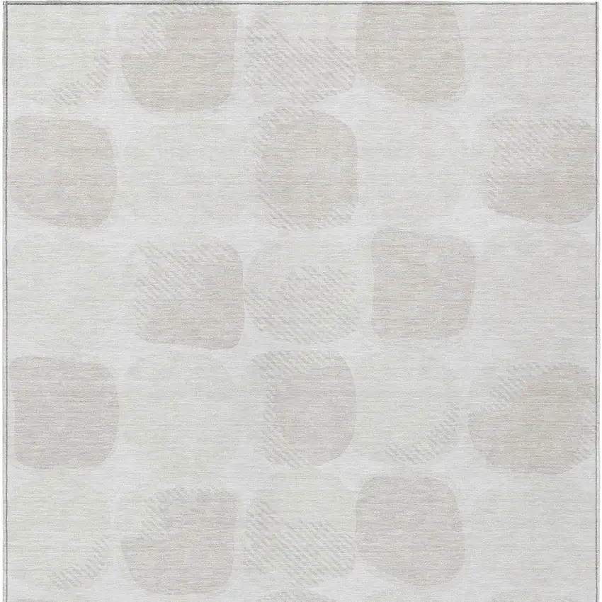 Ivory And Beige Abstract Washable Indoor Outdoor Area Rug Photo 6