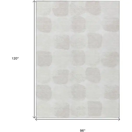 Ivory And Beige Abstract Washable Indoor Outdoor Area Rug Photo 3