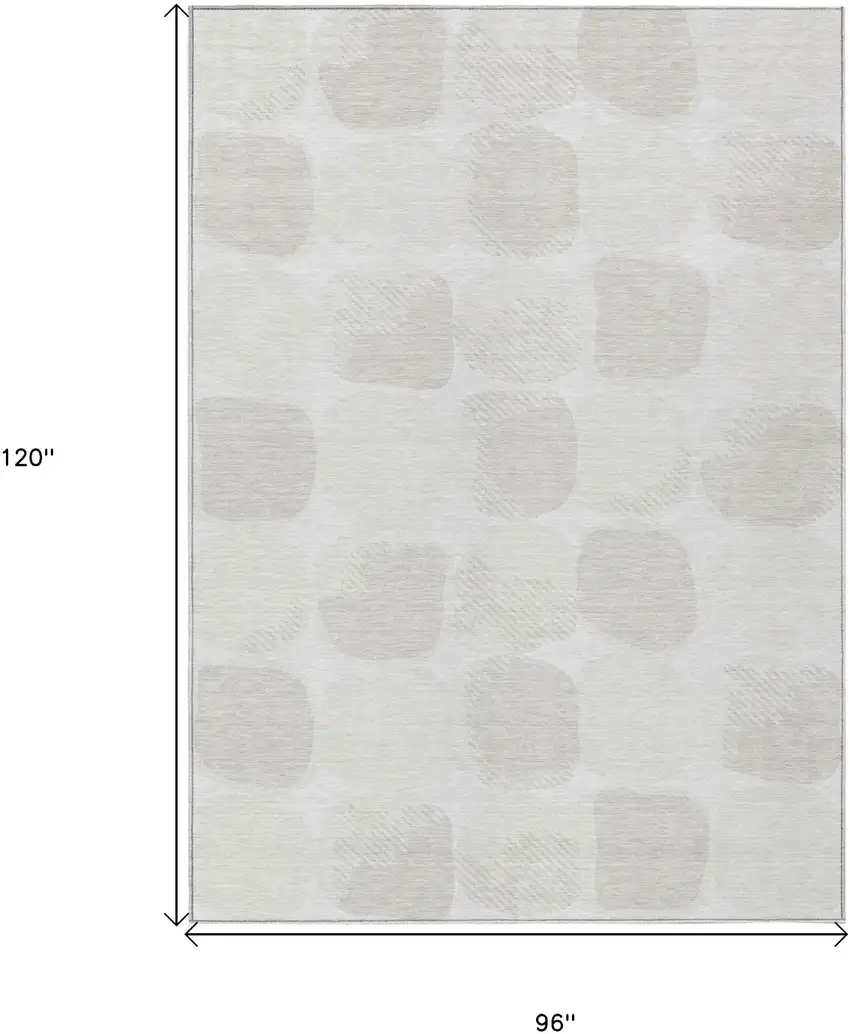 Ivory And Beige Abstract Washable Indoor Outdoor Area Rug Photo 3