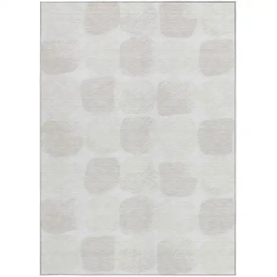 Ivory And Beige Abstract Washable Indoor Outdoor Area Rug Photo 7