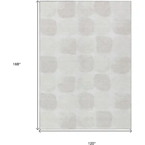 Ivory And Beige Abstract Washable Indoor Outdoor Area Rug Photo 3