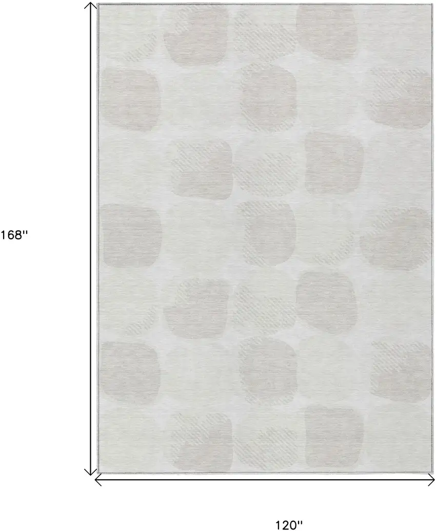 Ivory And Beige Abstract Washable Indoor Outdoor Area Rug Photo 3