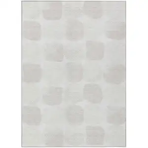 Photo of Ivory And Beige Abstract Washable Indoor Outdoor Area Rug