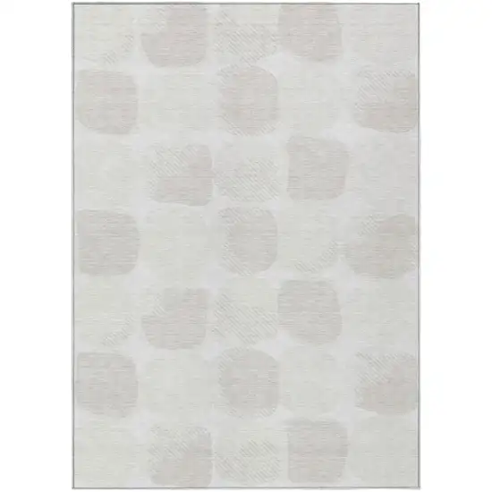 Ivory And Beige Abstract Washable Indoor Outdoor Area Rug Photo 2