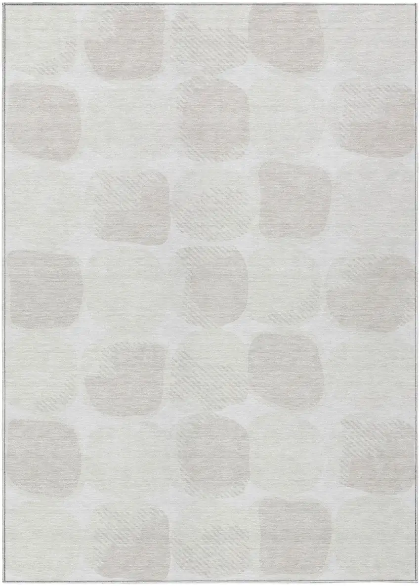 Ivory And Beige Abstract Washable Indoor Outdoor Area Rug Photo 2