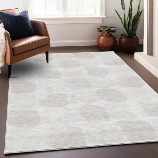 Ivory And Beige Abstract Washable Indoor Outdoor Area Rug Photo 9