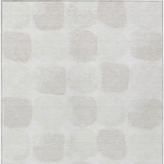 Ivory And Beige Abstract Washable Indoor Outdoor Area Rug Photo 7