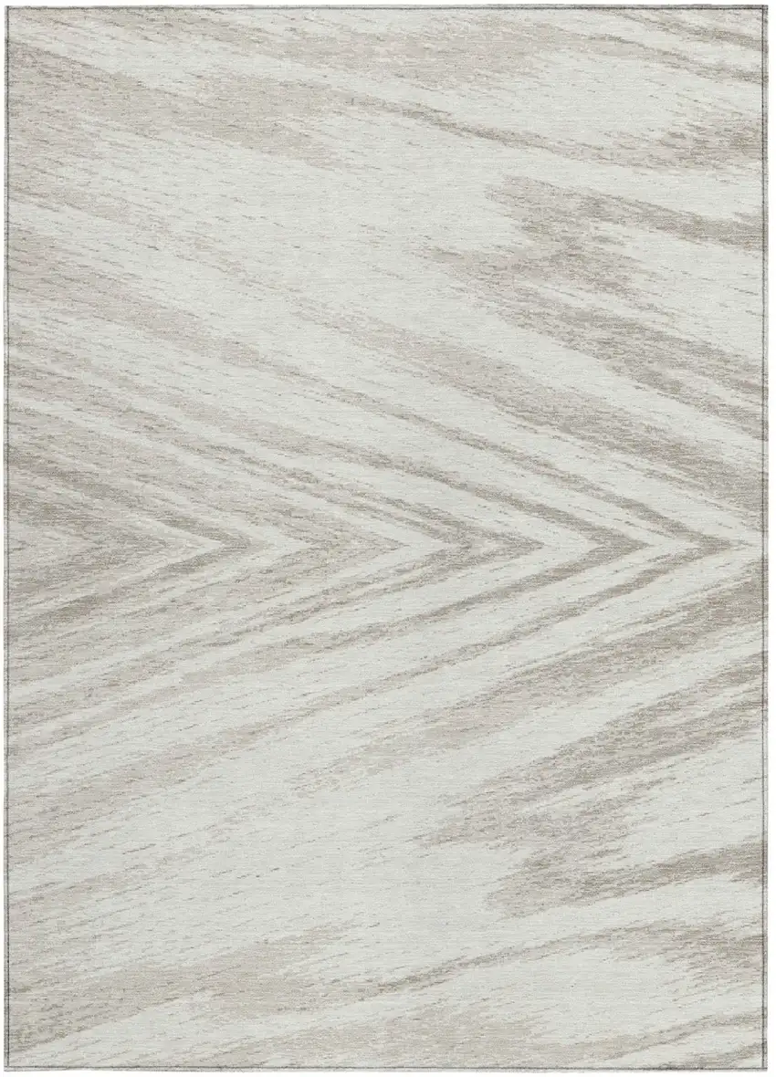 Ivory And Beige Abstract Washable Indoor Outdoor Area Rug Photo 6