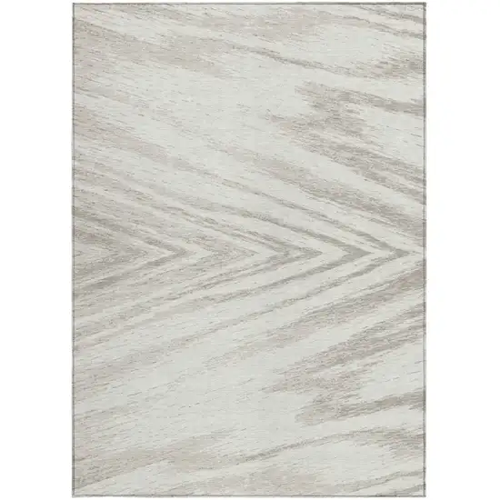 Ivory And Beige Abstract Washable Indoor Outdoor Area Rug Photo 6