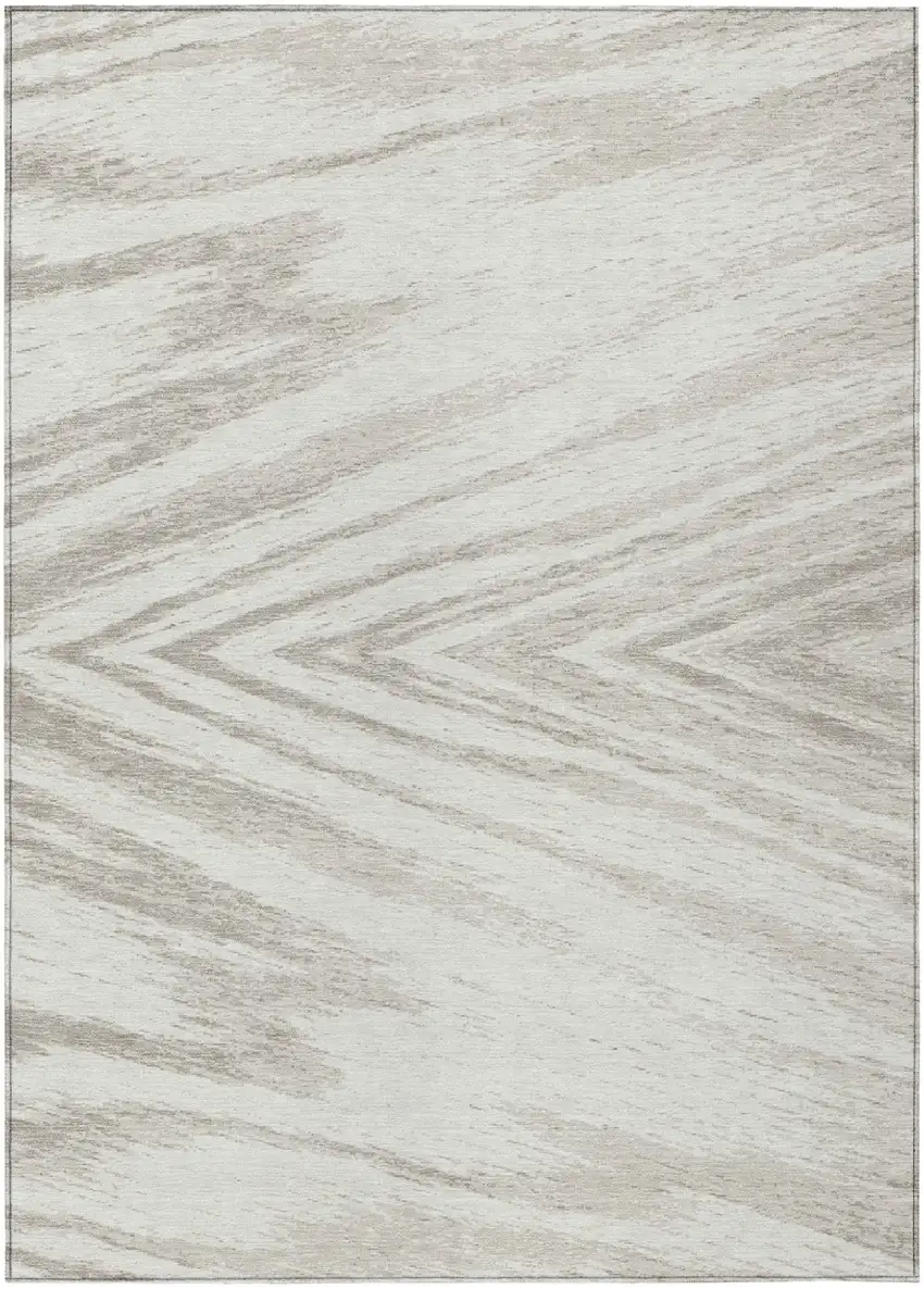 Ivory And Beige Abstract Washable Indoor Outdoor Area Rug Photo 2