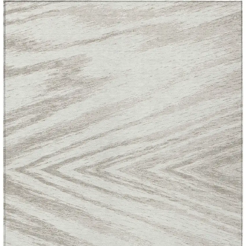 Ivory And Beige Abstract Washable Indoor Outdoor Area Rug Photo 7