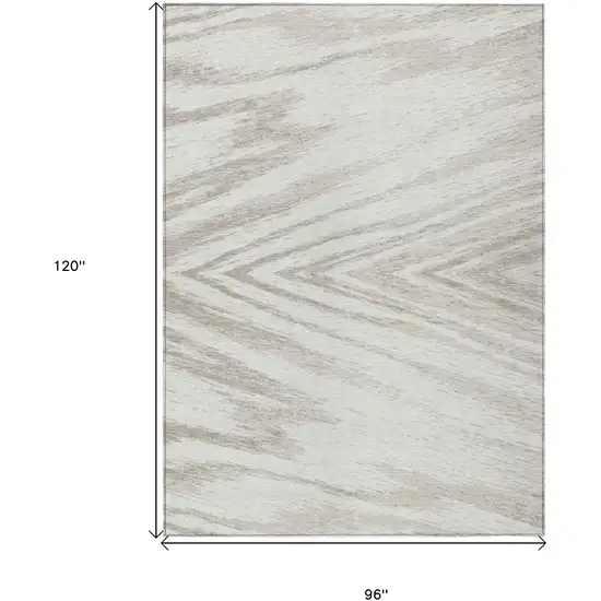 Ivory And Beige Abstract Washable Indoor Outdoor Area Rug Photo 3
