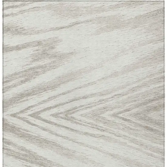 Ivory And Beige Abstract Washable Indoor Outdoor Area Rug Photo 7