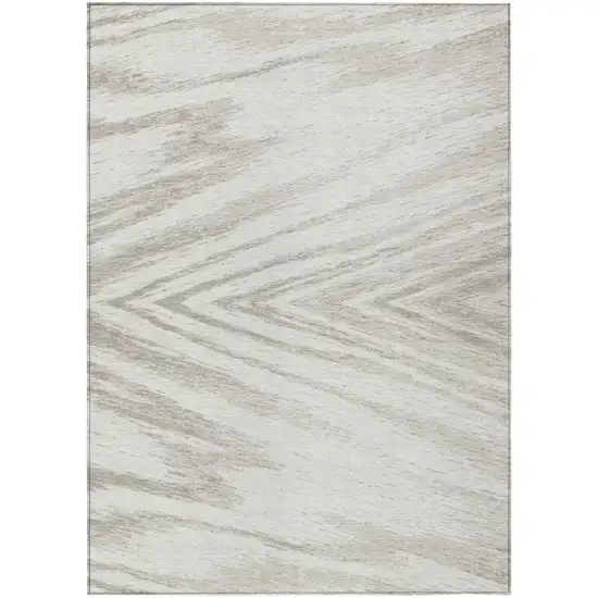 Ivory And Beige Abstract Washable Indoor Outdoor Area Rug Photo 2
