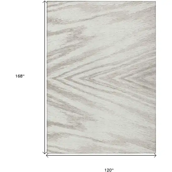 Ivory And Beige Abstract Washable Indoor Outdoor Area Rug Photo 3