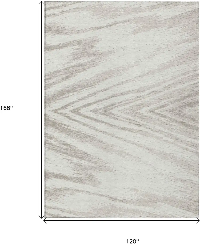 Ivory And Beige Abstract Washable Indoor Outdoor Area Rug Photo 3