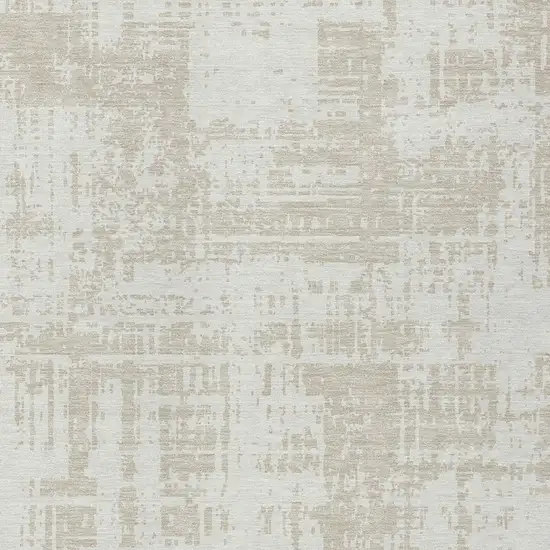Ivory And Beige Abstract Washable Indoor Outdoor Area Rug Photo 5