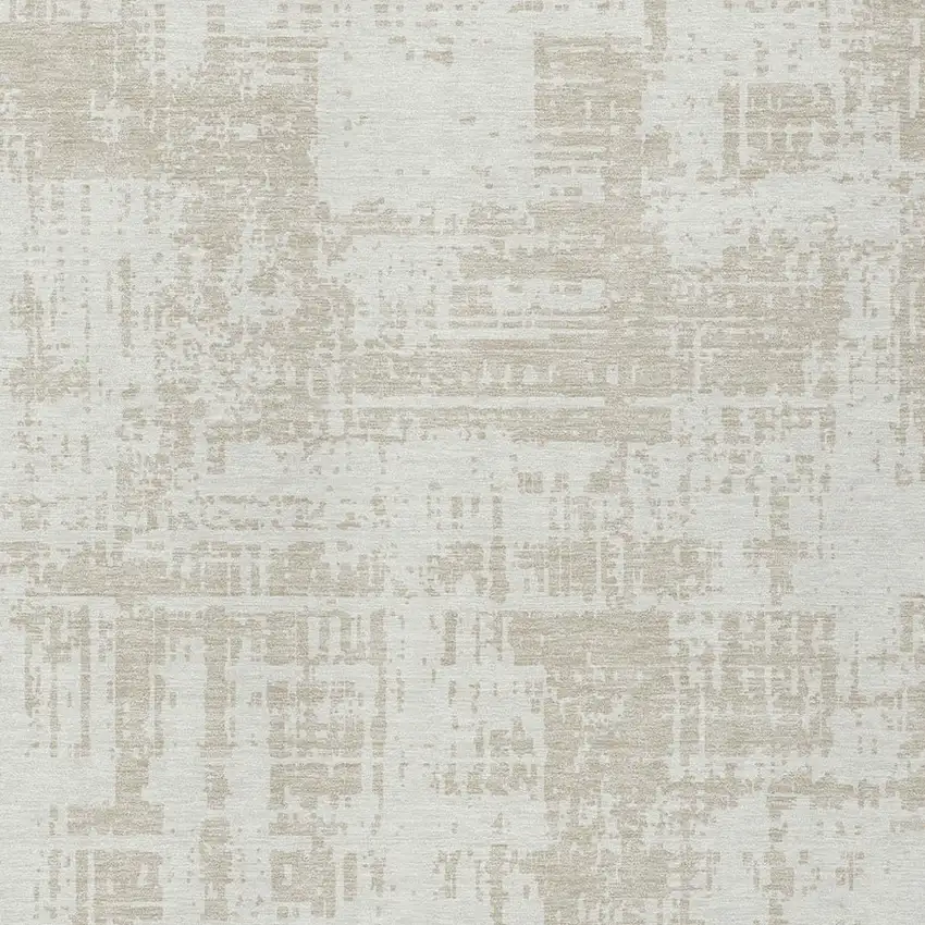Ivory And Beige Abstract Washable Indoor Outdoor Area Rug Photo 5