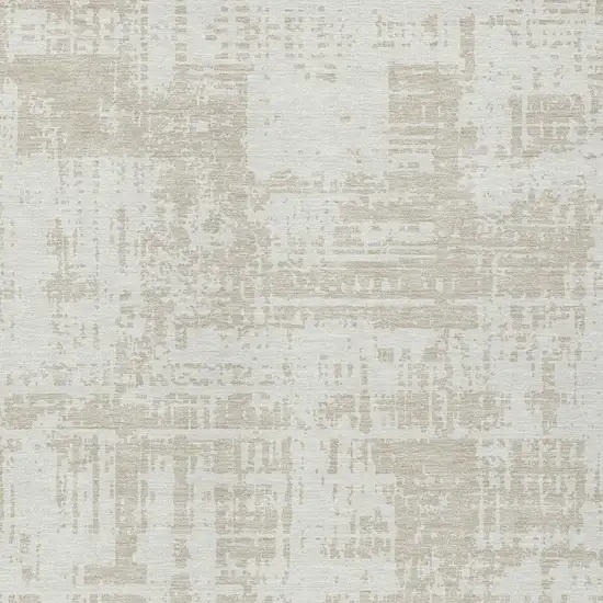 Ivory And Beige Abstract Washable Indoor Outdoor Area Rug Photo 5
