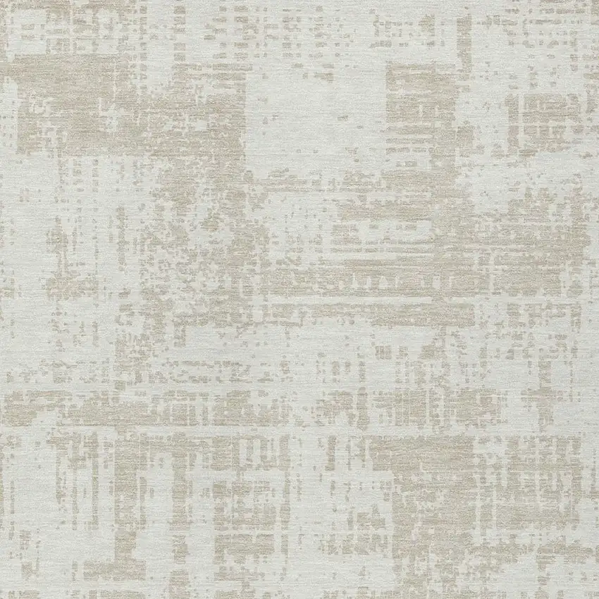 Ivory And Beige Abstract Washable Indoor Outdoor Area Rug Photo 5