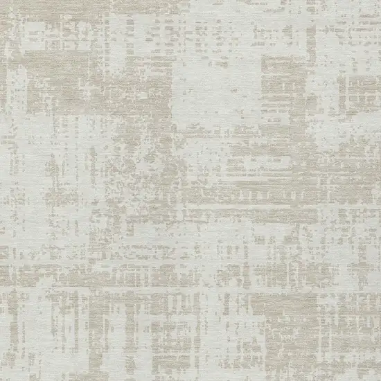 Ivory And Beige Abstract Washable Indoor Outdoor Area Rug Photo 5