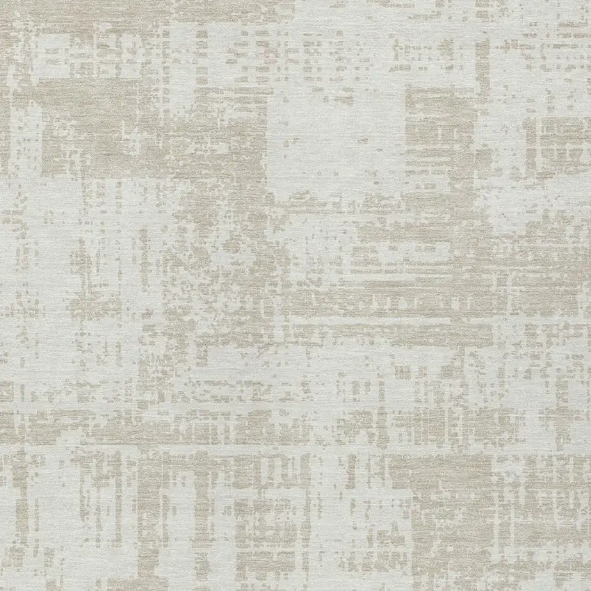 Ivory And Beige Abstract Washable Indoor Outdoor Area Rug Photo 5