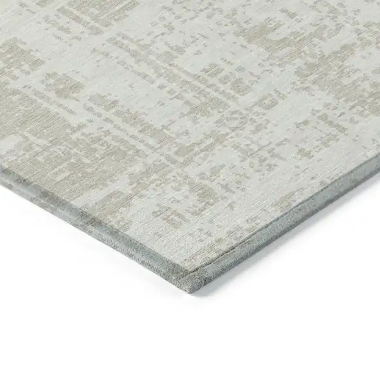 Ivory And Beige Abstract Washable Indoor Outdoor Area Rug Photo 4