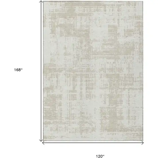 Ivory And Beige Abstract Washable Indoor Outdoor Area Rug Photo 3