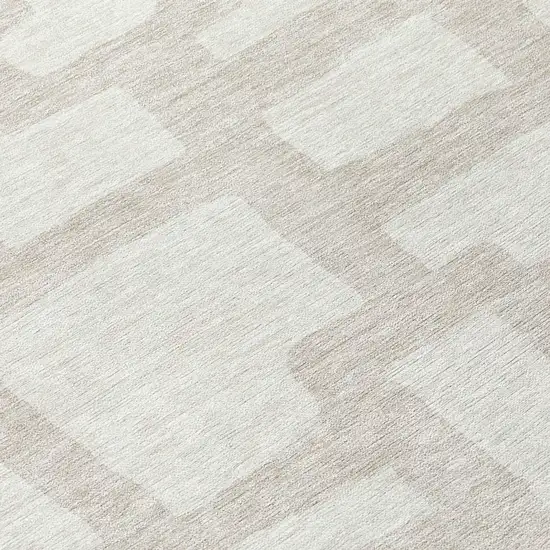 Ivory And Beige Abstract Washable Indoor Outdoor Area Rug Photo 8