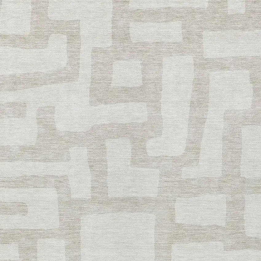 Ivory And Beige Abstract Washable Indoor Outdoor Area Rug Photo 6