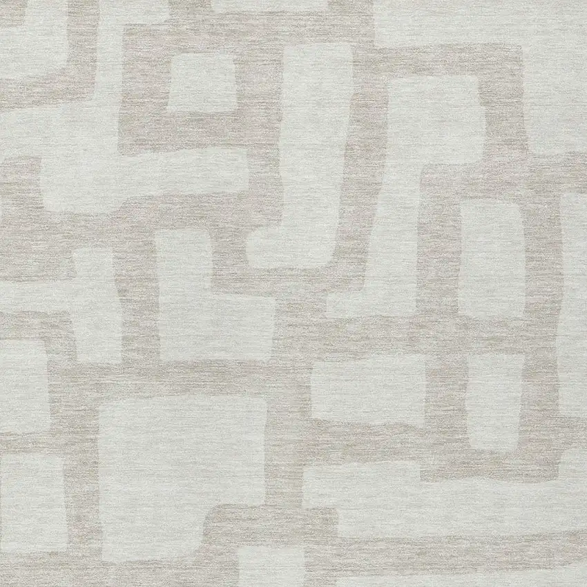 Ivory And Beige Abstract Washable Indoor Outdoor Area Rug Photo 6