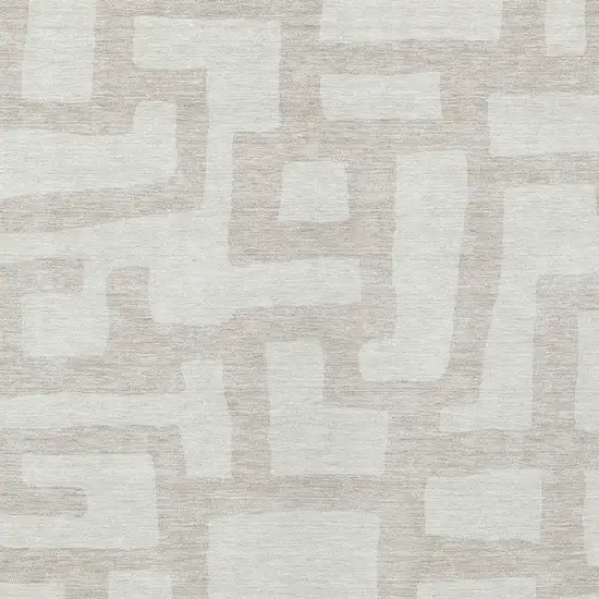 Ivory And Beige Abstract Washable Indoor Outdoor Area Rug Photo 6