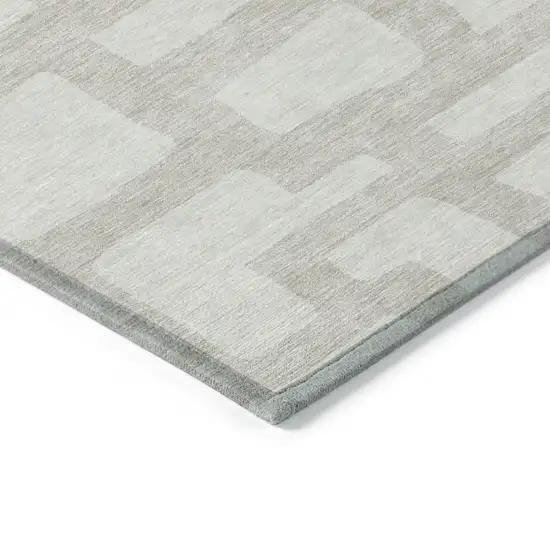 Ivory And Beige Abstract Washable Indoor Outdoor Area Rug Photo 5