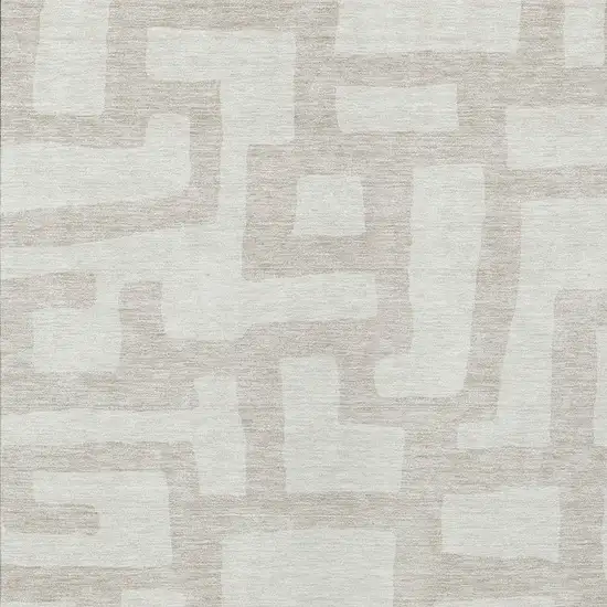 Ivory And Beige Abstract Washable Indoor Outdoor Area Rug Photo 6