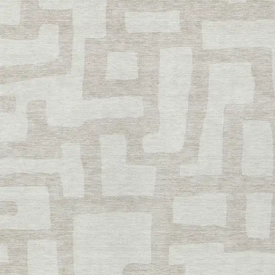Ivory And Beige Abstract Washable Indoor Outdoor Area Rug Photo 6